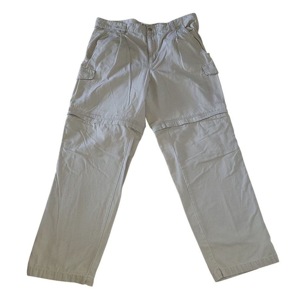 Mens Columbia Convertible Cargo Pants Beige Size 38x32 Cotton/Nylon Blend With Z